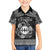 Personalized Flintshire Sir y Fflint Family Matching Off Shoulder Short Dress and Hawaiian Shirt Black Four Choughs Celtic-inspired - Wonder Print Shop
