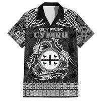 Personalized Flintshire Sir y Fflint Family Matching Short Sleeve Bodycon Dress and Hawaiian Shirt Black Four Choughs Celtic-inspired - Wonder Print Shop