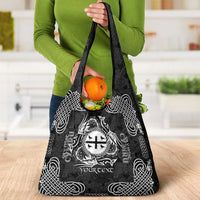 Personalized Flintshire Sir y Fflint Grocery Bag Black Four Choughs Celtic-inspired - Wonder Print Shop
