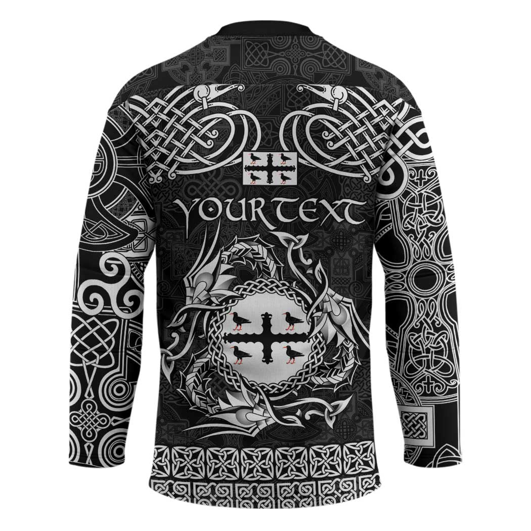 Personalized Flintshire Sir y Fflint Hockey Jersey Black Four Choughs Celtic-inspired - Wonder Print Shop