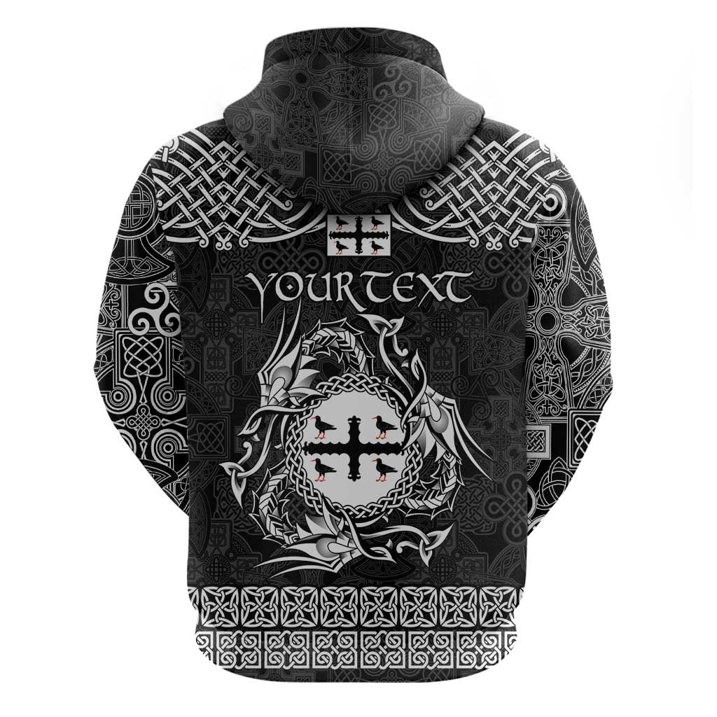 Personalized Flintshire Sir y Fflint Hoodie Black Four Choughs Celtic-inspired - Wonder Print Shop