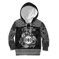 Personalized Flintshire Sir y Fflint Kid Hoodie Black Four Choughs Celtic-inspired - Wonder Print Shop