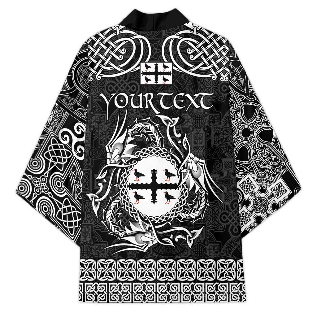 Personalized Flintshire Sir y Fflint Kimono Black Four Choughs Celtic-inspired - Wonder Print Shop