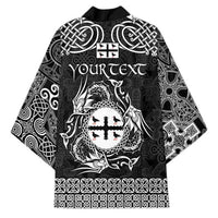 Personalized Flintshire Sir y Fflint Kimono Black Four Choughs Celtic-inspired - Wonder Print Shop