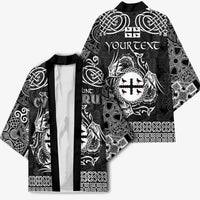 Personalized Flintshire Sir y Fflint Kimono Black Four Choughs Celtic-inspired - Wonder Print Shop