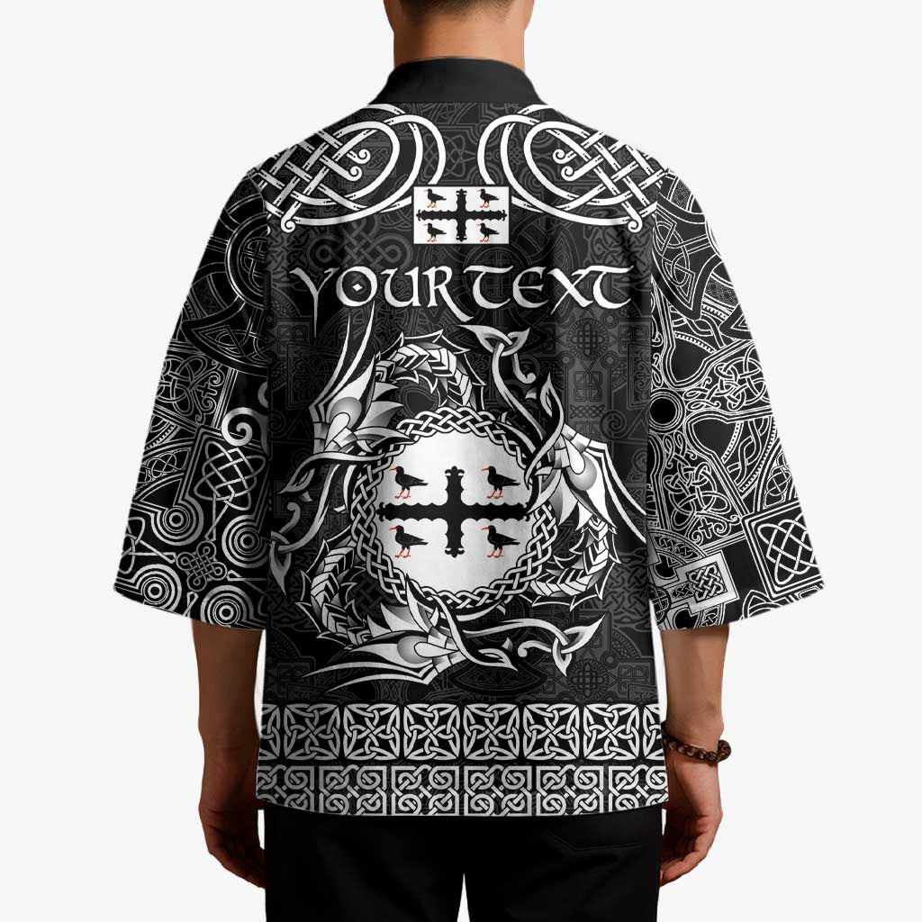 Personalized Flintshire Sir y Fflint Kimono Black Four Choughs Celtic-inspired - Wonder Print Shop