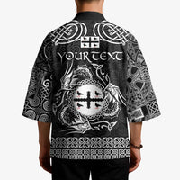 Personalized Flintshire Sir y Fflint Kimono Black Four Choughs Celtic-inspired - Wonder Print Shop