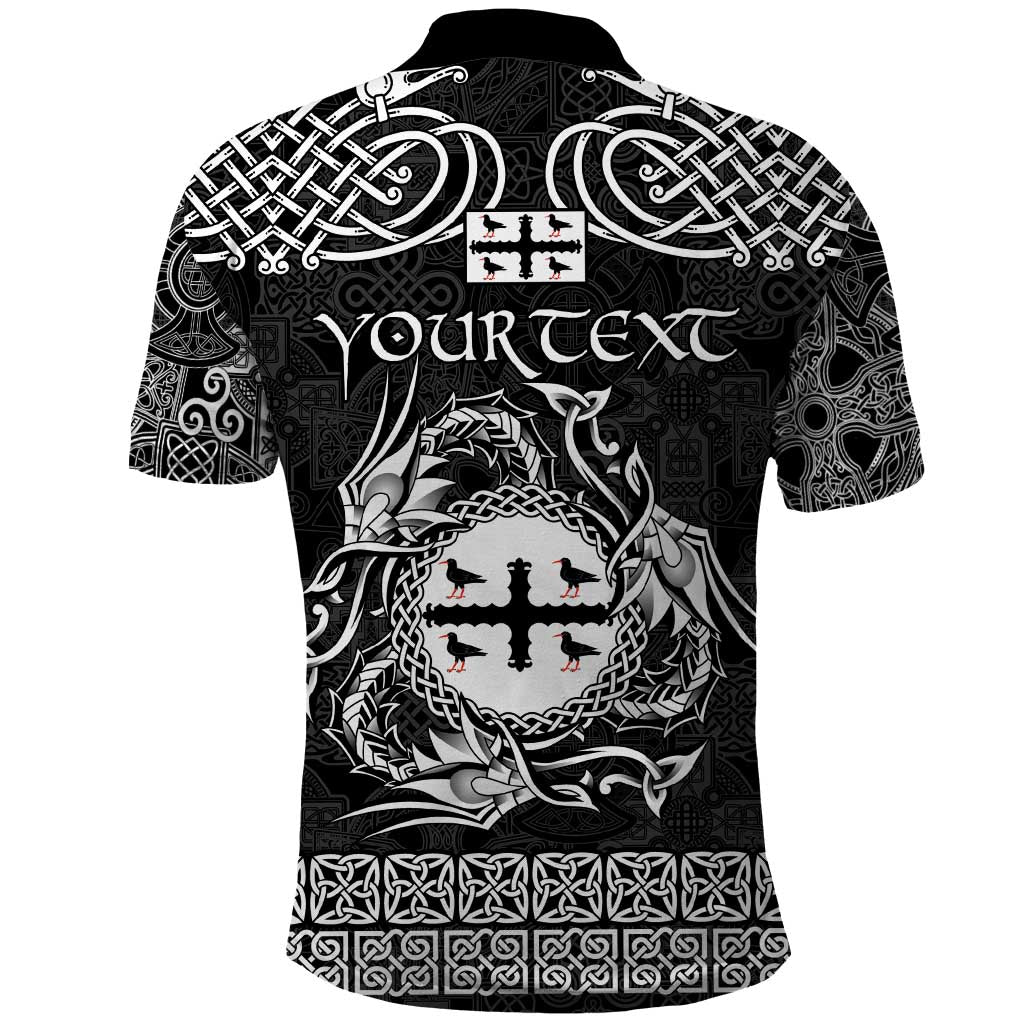 Personalized Flintshire Sir y Fflint Polo Shirt Black Four Choughs Celtic-inspired - Wonder Print Shop