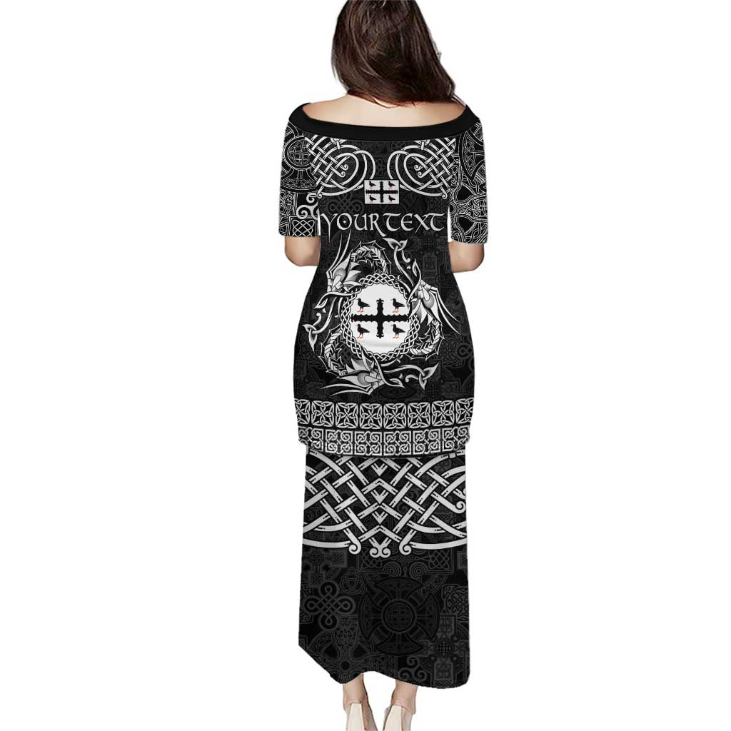 Personalized Flintshire Sir y Fflint Puletasi Black Four Choughs Celtic-inspired - Wonder Print Shop