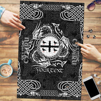 Personalized Flintshire Sir y Fflint Puzzle Black Four Choughs Celtic-inspired - Wonder Print Shop