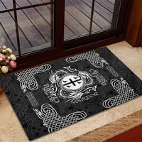 Personalized Flintshire Sir y Fflint Rubber Doormat Black Four Choughs Celtic-inspired - Wonder Print Shop