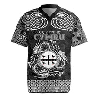 Personalized Flintshire Sir y Fflint Rugby Jersey Black Four Choughs Celtic-inspired - Wonder Print Shop