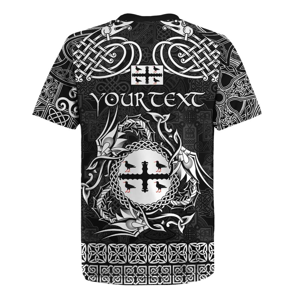 Personalized Flintshire Sir y Fflint Rugby Jersey Black Four Choughs Celtic-inspired - Wonder Print Shop