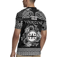 Personalized Flintshire Sir y Fflint Rugby Jersey Black Four Choughs Celtic-inspired - Wonder Print Shop