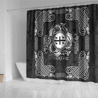 Personalized Flintshire Sir y Fflint Shower Curtain Black Four Choughs Celtic-inspired - Wonder Print Shop