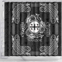 Personalized Flintshire Sir y Fflint Shower Curtain Black Four Choughs Celtic-inspired - Wonder Print Shop