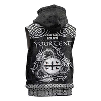 Personalized Flintshire Sir y Fflint Sleeveless Hoodie Black Four Choughs Celtic-inspired - Wonder Print Shop