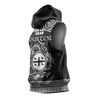 Personalized Flintshire Sir y Fflint Sleeveless Hoodie Black Four Choughs Celtic-inspired - Wonder Print Shop