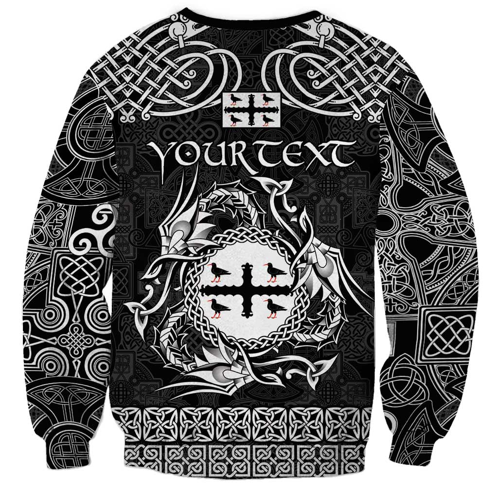 Personalized Flintshire Sir y Fflint Sweatshirt Black Four Choughs Celtic-inspired - Wonder Print Shop