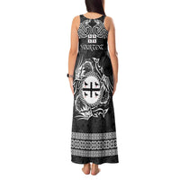 Personalized Flintshire Sir y Fflint Tank Maxi Dress Black Four Choughs Celtic-inspired - Wonder Print Shop