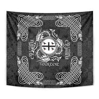 Personalized Flintshire Sir y Fflint Tapestry Black Four Choughs Celtic-inspired - Wonder Print Shop
