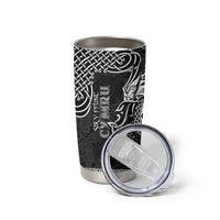 Personalized Flintshire Sir y Fflint Tumbler Cup Black Four Choughs Celtic-inspired - Wonder Print Shop