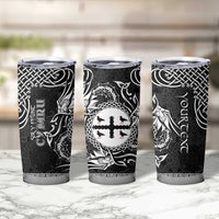 Personalized Flintshire Sir y Fflint Tumbler Cup Black Four Choughs Celtic-inspired - Wonder Print Shop