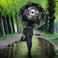 Personalized Flintshire Sir y Fflint Umbrella Black Four Choughs Celtic-inspired - Wonder Print Shop