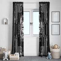 Personalized Flintshire Sir y Fflint Window Curtain Black Four Choughs Celtic-inspired - Wonder Print Shop