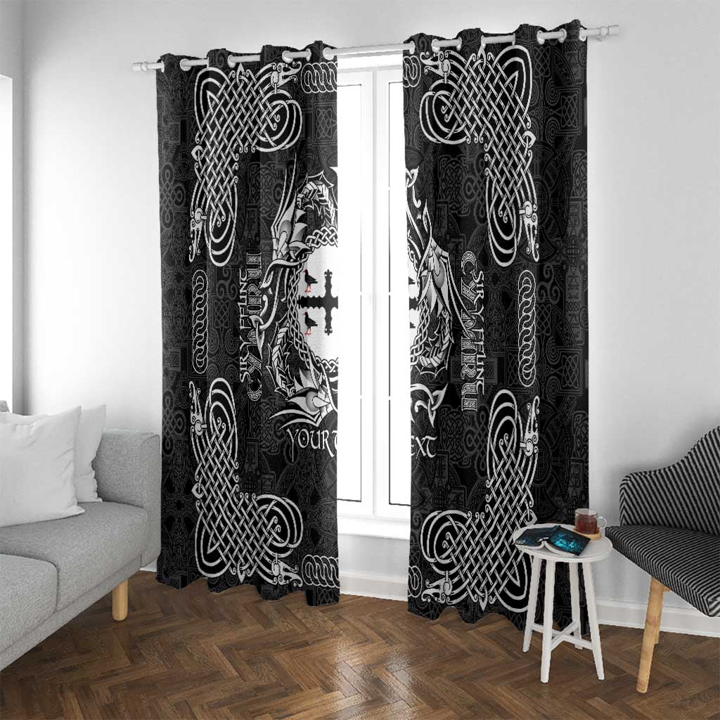 Personalized Flintshire Sir y Fflint Window Curtain Black Four Choughs Celtic-inspired - Wonder Print Shop