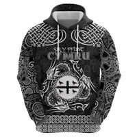 Personalized Flintshire Sir y Fflint Zip Hoodie Black Four Choughs Celtic-inspired - Wonder Print Shop