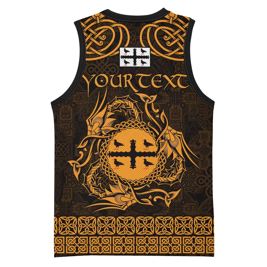 Personalized Flintshire Sir y Fflint Basketball Jersey Gold Four Choughs Celtic-inspired - Wonder Print Shop