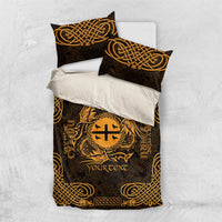 Personalized Flintshire Sir y Fflint Bedding Set Gold Four Choughs Celtic-inspired - Wonder Print Shop