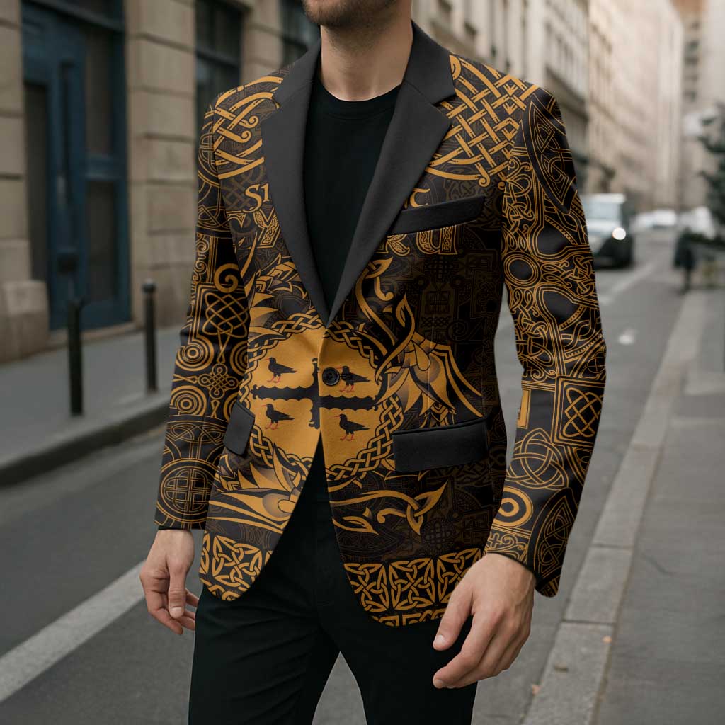 Personalized Flintshire Sir y Fflint Blazer Gold Four Choughs Celtic-inspired - Wonder Print Shop