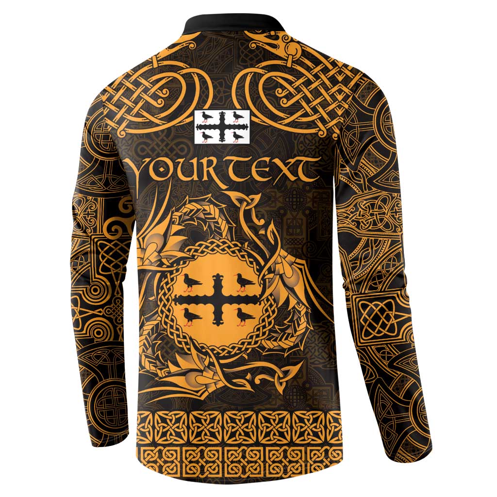 Personalized Flintshire Sir y Fflint Button Sweatshirt Gold Four Choughs Celtic-inspired - Wonder Print Shop