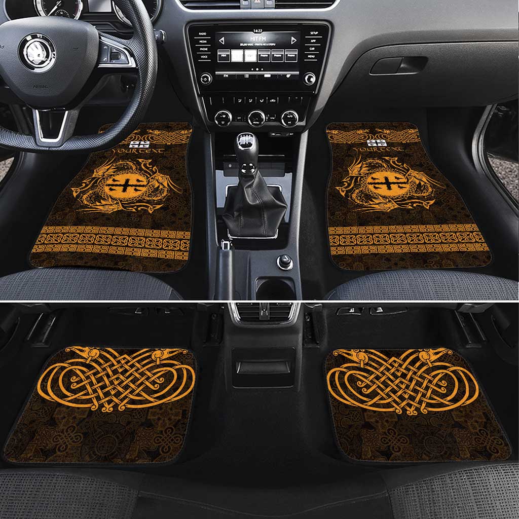Personalized Flintshire Sir y Fflint Car Mats Gold Four Choughs Celtic-inspired - Wonder Print Shop