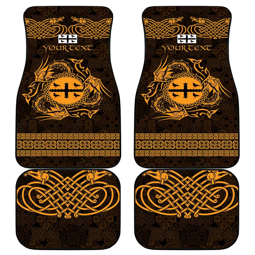 Personalized Flintshire Sir y Fflint Car Mats Gold Four Choughs Celtic-inspired - Wonder Print Shop