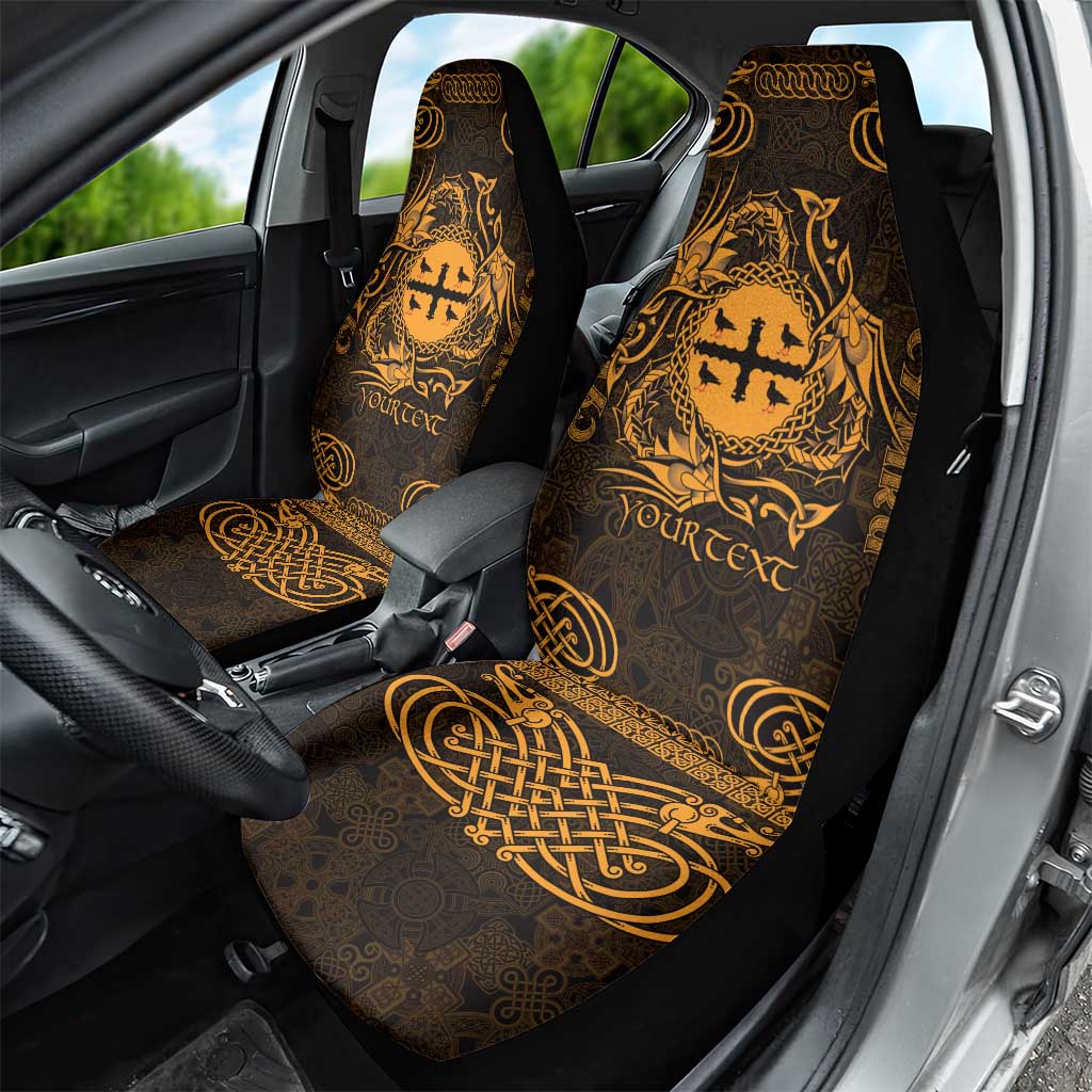 Personalized Flintshire Sir y Fflint Car Seat Cover Gold Four Choughs Celtic-inspired - Wonder Print Shop