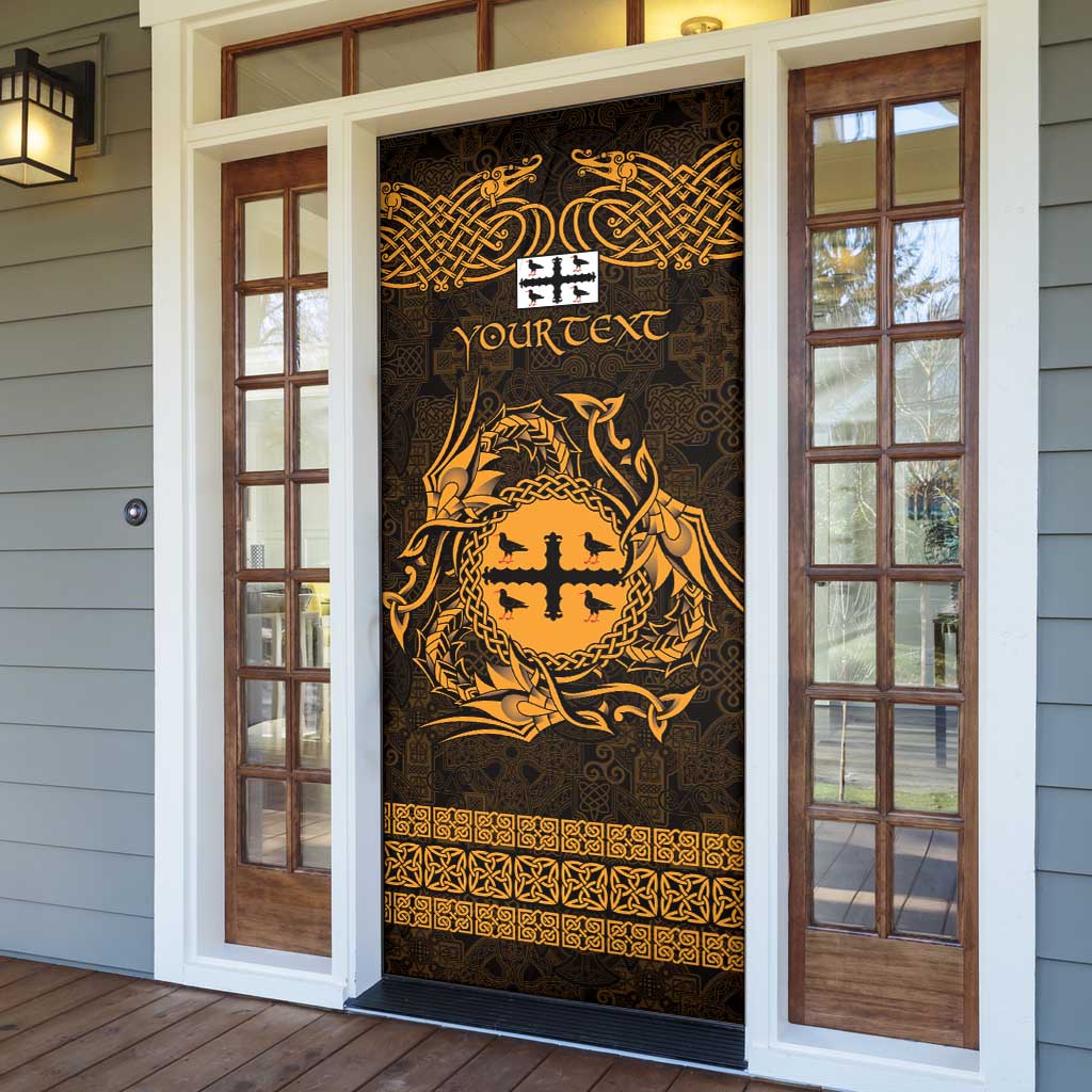 Personalized Flintshire Sir y Fflint Door Cover Gold Four Choughs Celtic-inspired - Wonder Print Shop