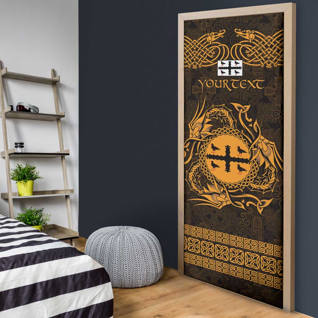 Personalized Flintshire Sir y Fflint Door Cover Gold Four Choughs Celtic-inspired - Wonder Print Shop
