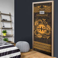 Personalized Flintshire Sir y Fflint Door Cover Gold Four Choughs Celtic-inspired - Wonder Print Shop