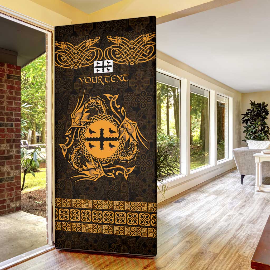 Personalized Flintshire Sir y Fflint Door Cover Gold Four Choughs Celtic-inspired - Wonder Print Shop