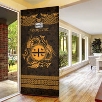 Personalized Flintshire Sir y Fflint Door Cover Gold Four Choughs Celtic-inspired - Wonder Print Shop