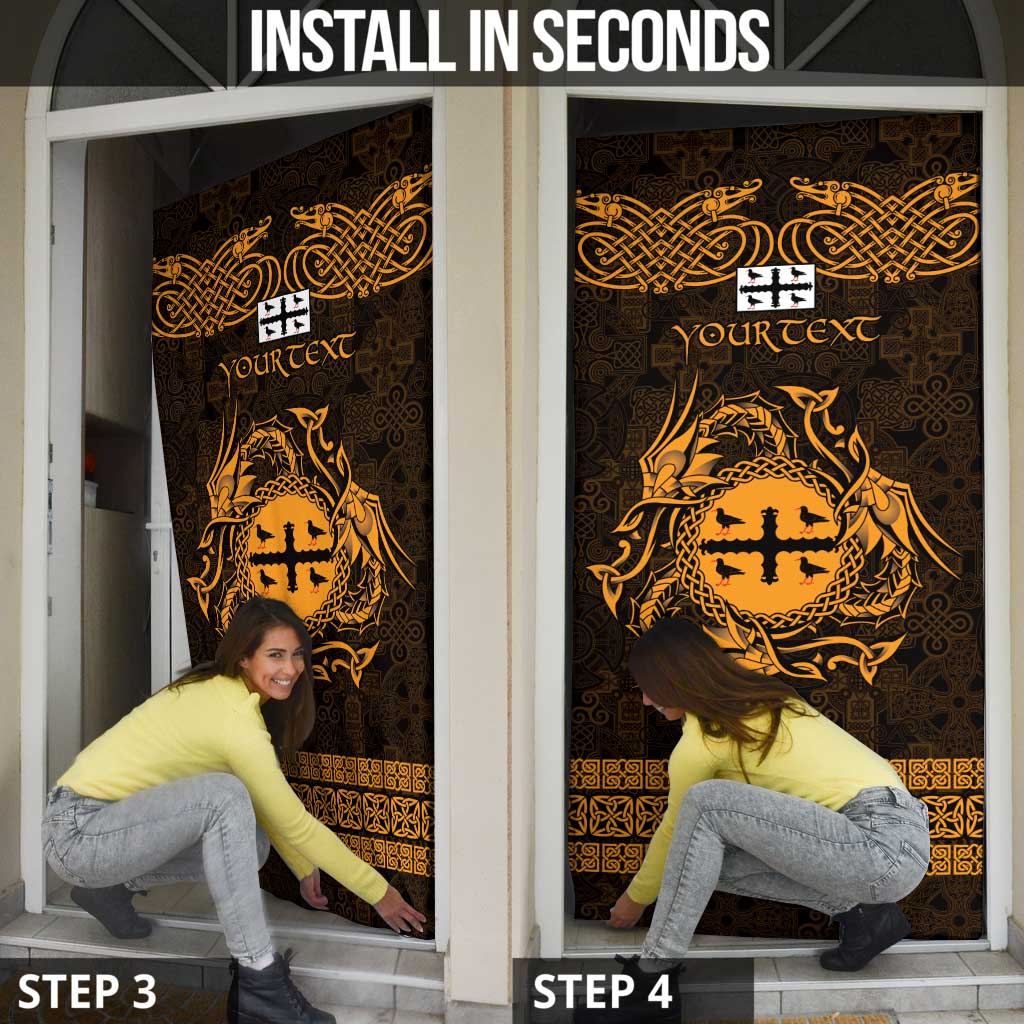 Personalized Flintshire Sir y Fflint Door Cover Gold Four Choughs Celtic-inspired - Wonder Print Shop