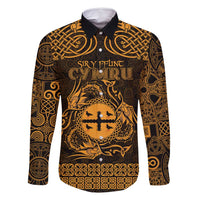 Personalized Flintshire Sir y Fflint Family Matching Long Sleeve Bodycon Dress and Hawaiian Shirt Gold Four Choughs Celtic-inspired - Wonder Print Shop