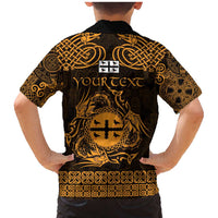 Personalized Flintshire Sir y Fflint Family Matching Mermaid Dress and Hawaiian Shirt Gold Four Choughs Celtic-inspired - Wonder Print Shop