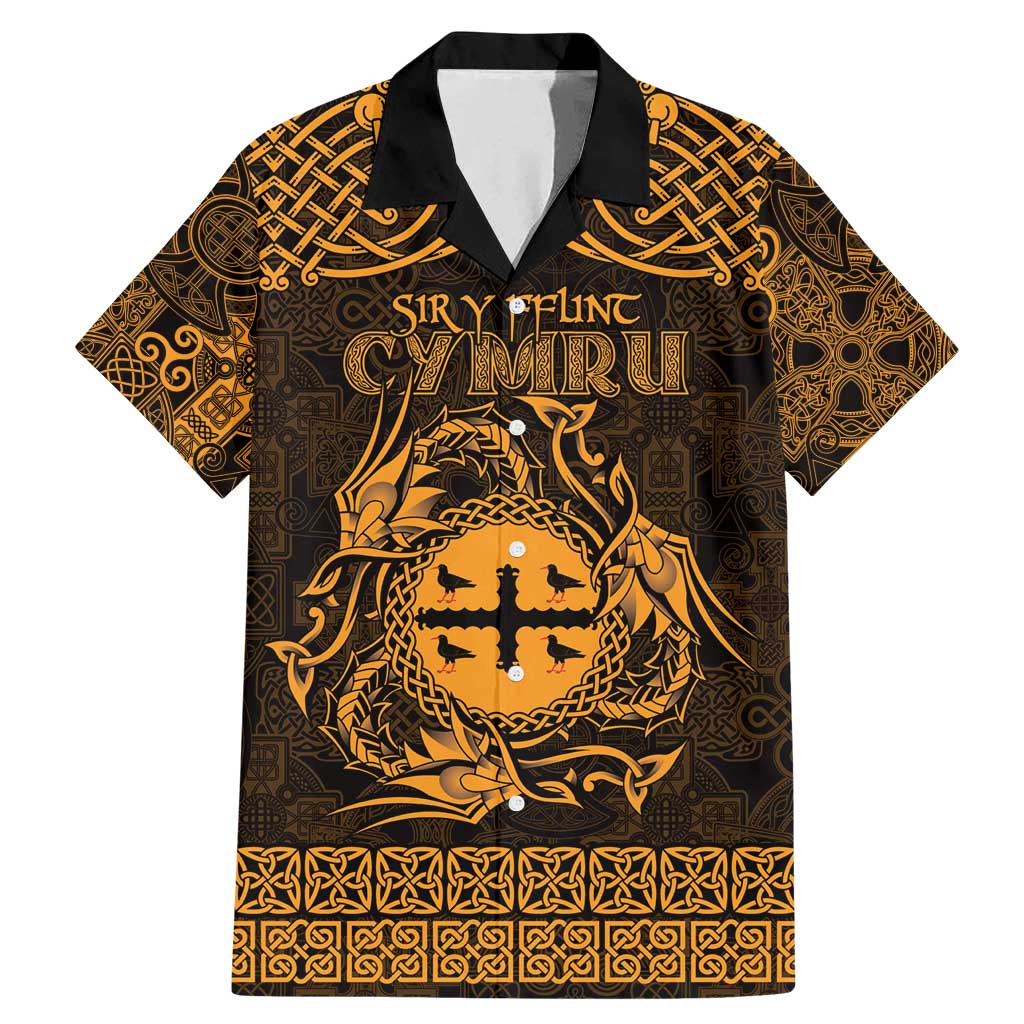 Personalized Flintshire Sir y Fflint Family Matching Mermaid Dress and Hawaiian Shirt Gold Four Choughs Celtic-inspired - Wonder Print Shop
