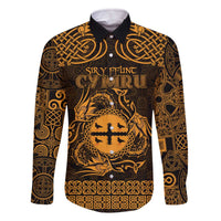 Personalized Flintshire Sir y Fflint Family Matching Off The Shoulder Long Sleeve Dress and Hawaiian Shirt Gold Four Choughs Celtic-inspired - Wonder Print Shop