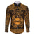Personalized Flintshire Sir y Fflint Family Matching Off The Shoulder Long Sleeve Dress and Hawaiian Shirt Gold Four Choughs Celtic-inspired - Wonder Print Shop