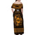 Personalized Flintshire Sir y Fflint Family Matching Off Shoulder Maxi Dress and Hawaiian Shirt Gold Four Choughs Celtic-inspired - Wonder Print Shop